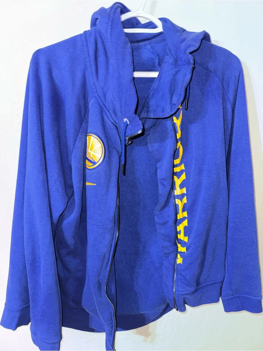 Women’s Blue Hooded Jacket with Yellow Team Accent Golden State Warriors
